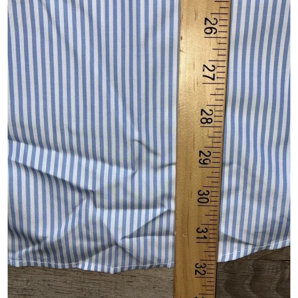 Gucci Shirt Men's 19 48 Blue Striped White Collar Poplin Button Up Uniform NEW